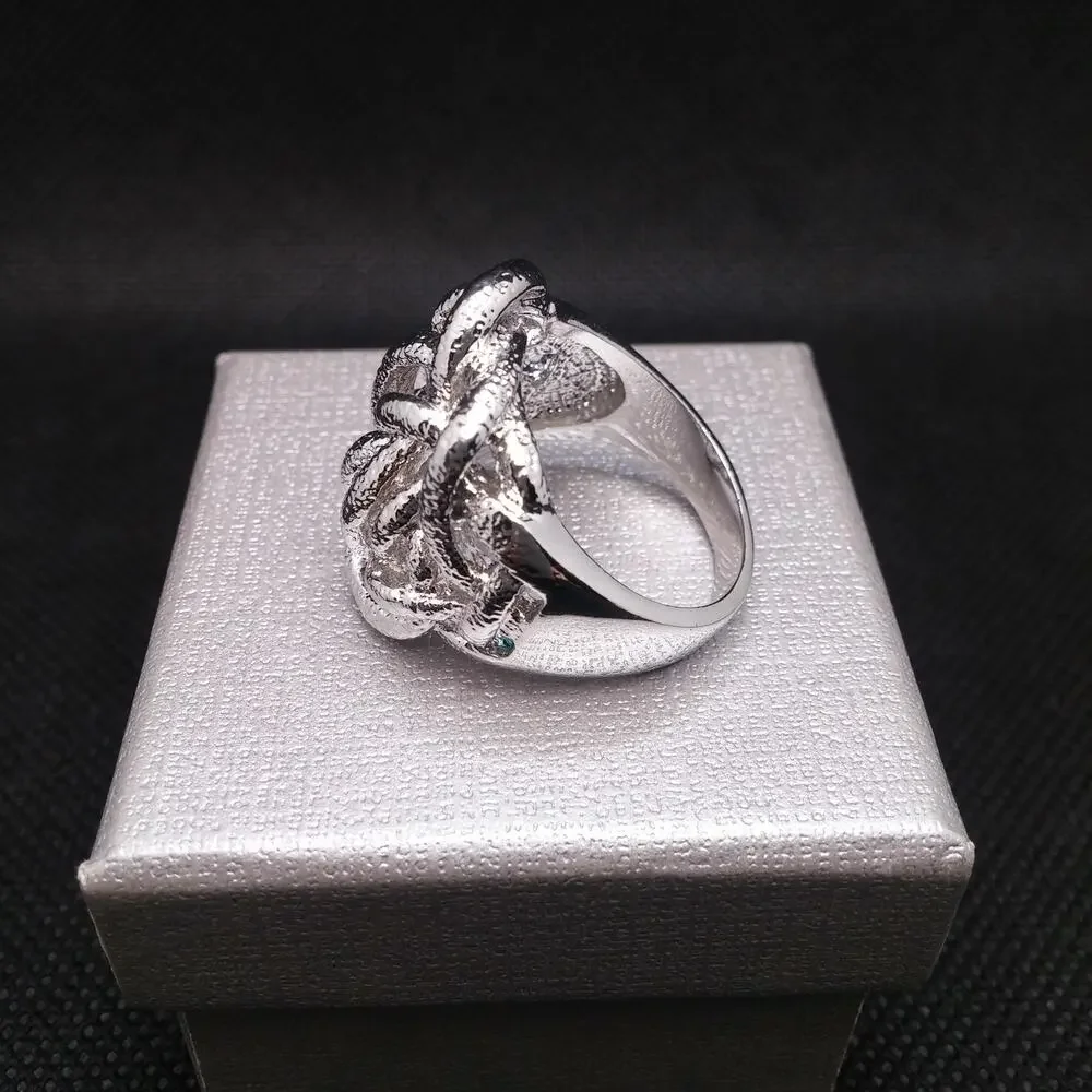 Chunky Knotted Brutalist Ring Unisex Textured Silver Plated Vintage Modernist
